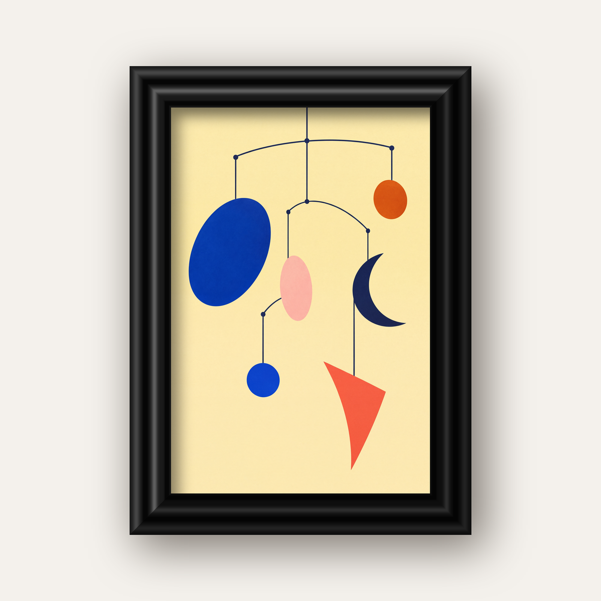 Soyut Mobil Heykel: Minimalist Modern Poster — siyah galeri çerçeveli
