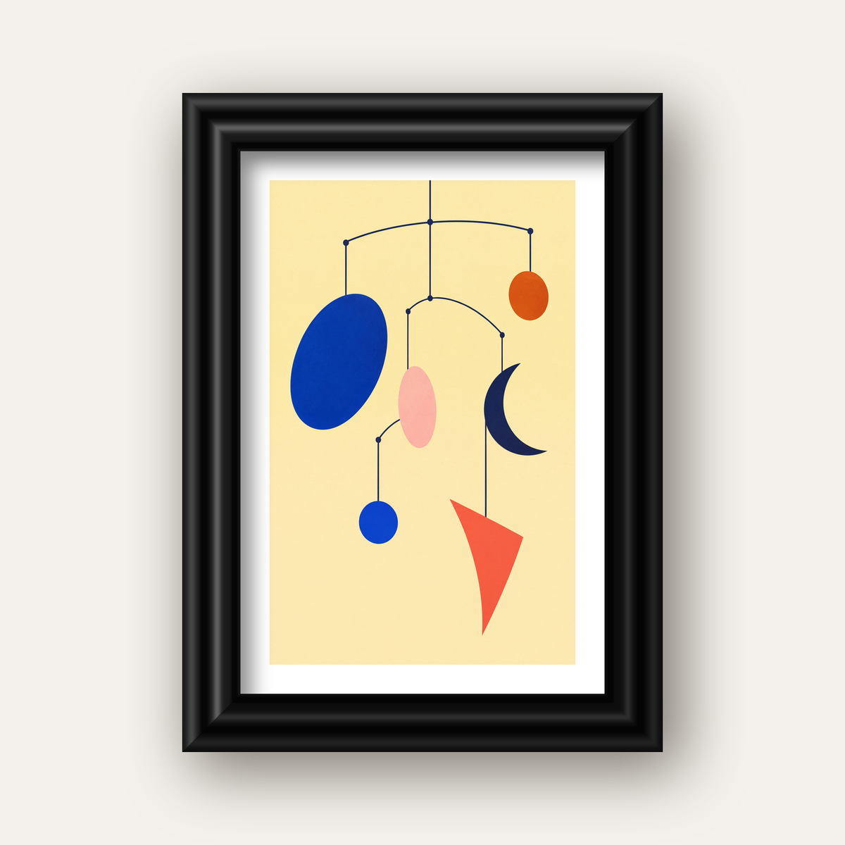Soyut Mobil Heykel: Minimalist Modern Poster — siyah galeri çerçeveli paspartulu