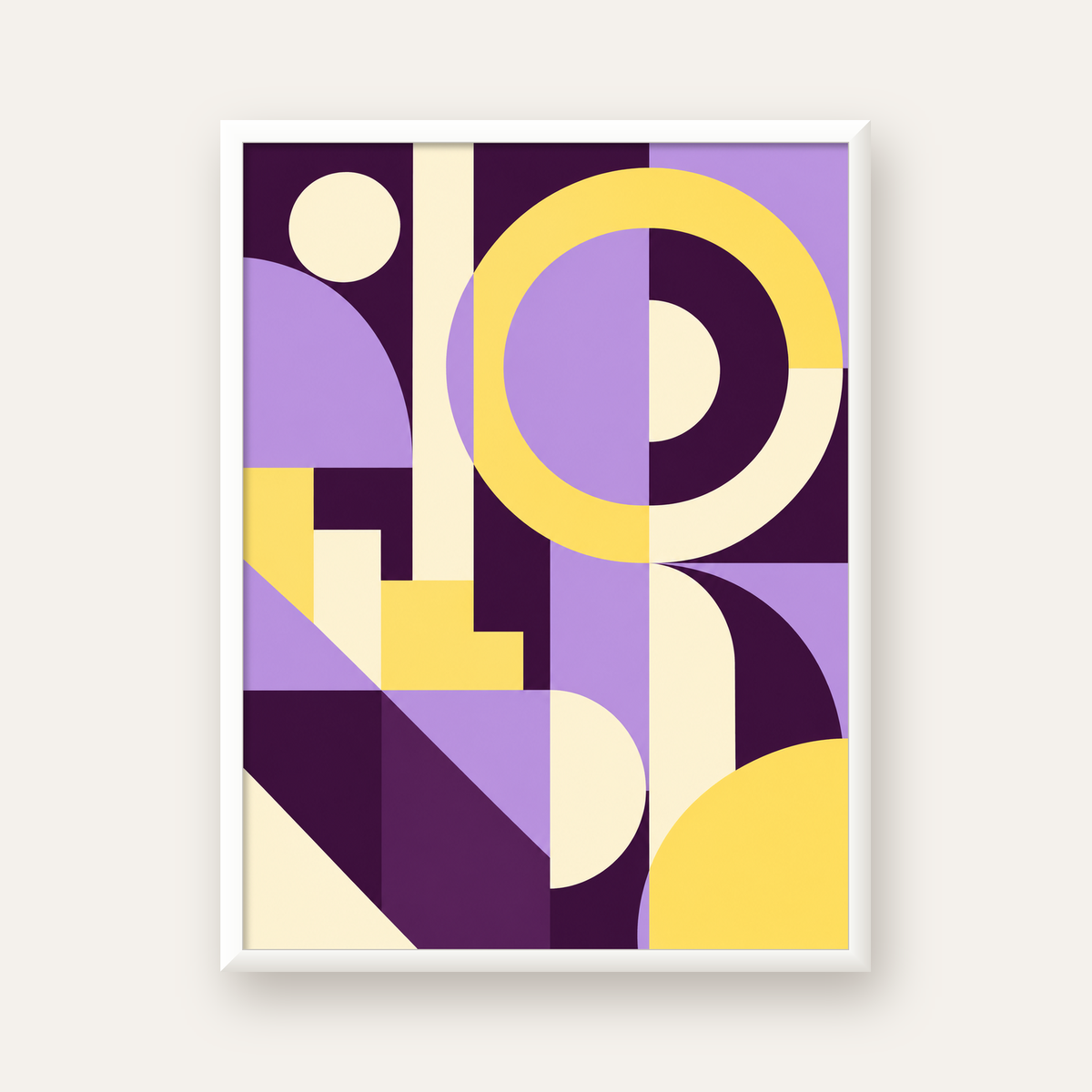 Modern Geometrik Soyut Desen Poster – Minimal Sanat Baskısı — beyaz çerçeveli dikey poster
