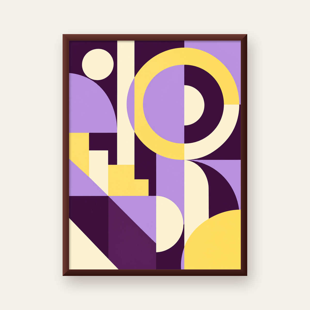 Modern Geometrik Soyut Desen Poster – Minimal Sanat Baskısı — ceviz çerçeveli