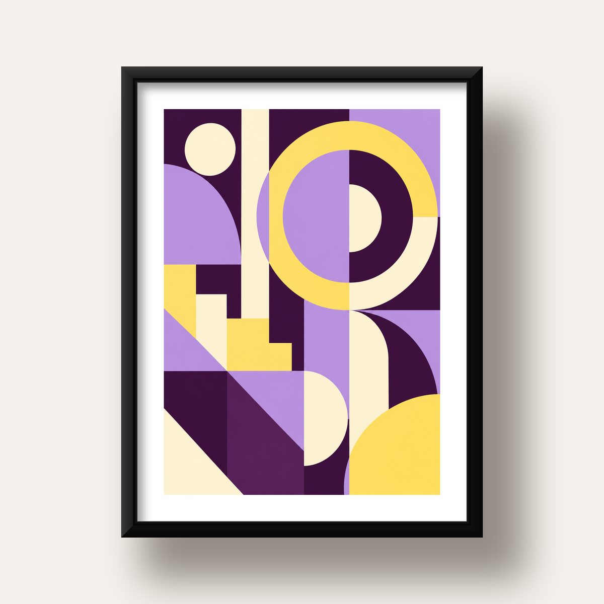 Modern Geometrik Soyut Desen Poster – Minimal Sanat Baskısı — siyah derin çerçeveli paspartulu