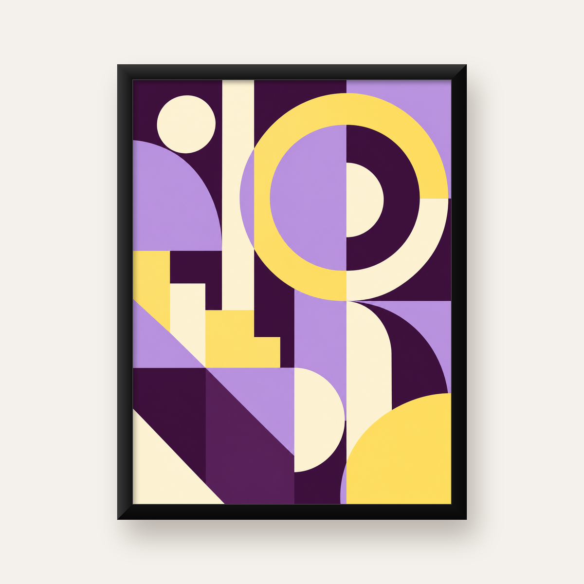 Modern Geometrik Soyut Desen Poster – Minimal Sanat Baskısı — Dikey baskı, düz siyah çerçeveli duvar posteri