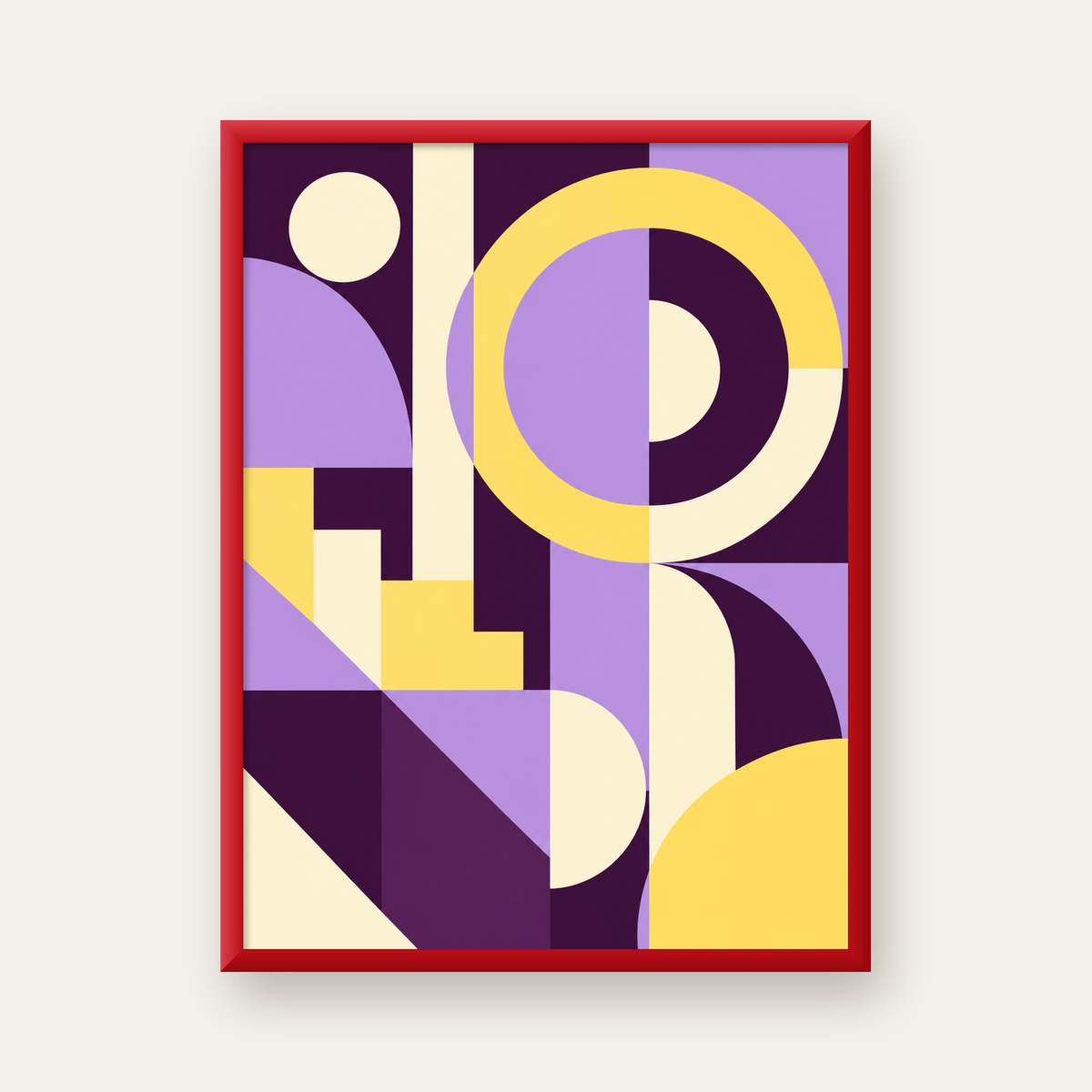 Modern Geometrik Soyut Desen Poster – Minimal Sanat Baskısı — kırmızı çerçeveli