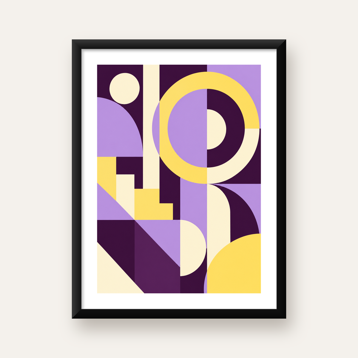 Modern Geometrik Soyut Desen Poster – Minimal Sanat Baskısı — Dikey baskı, beyaz paspartulu
