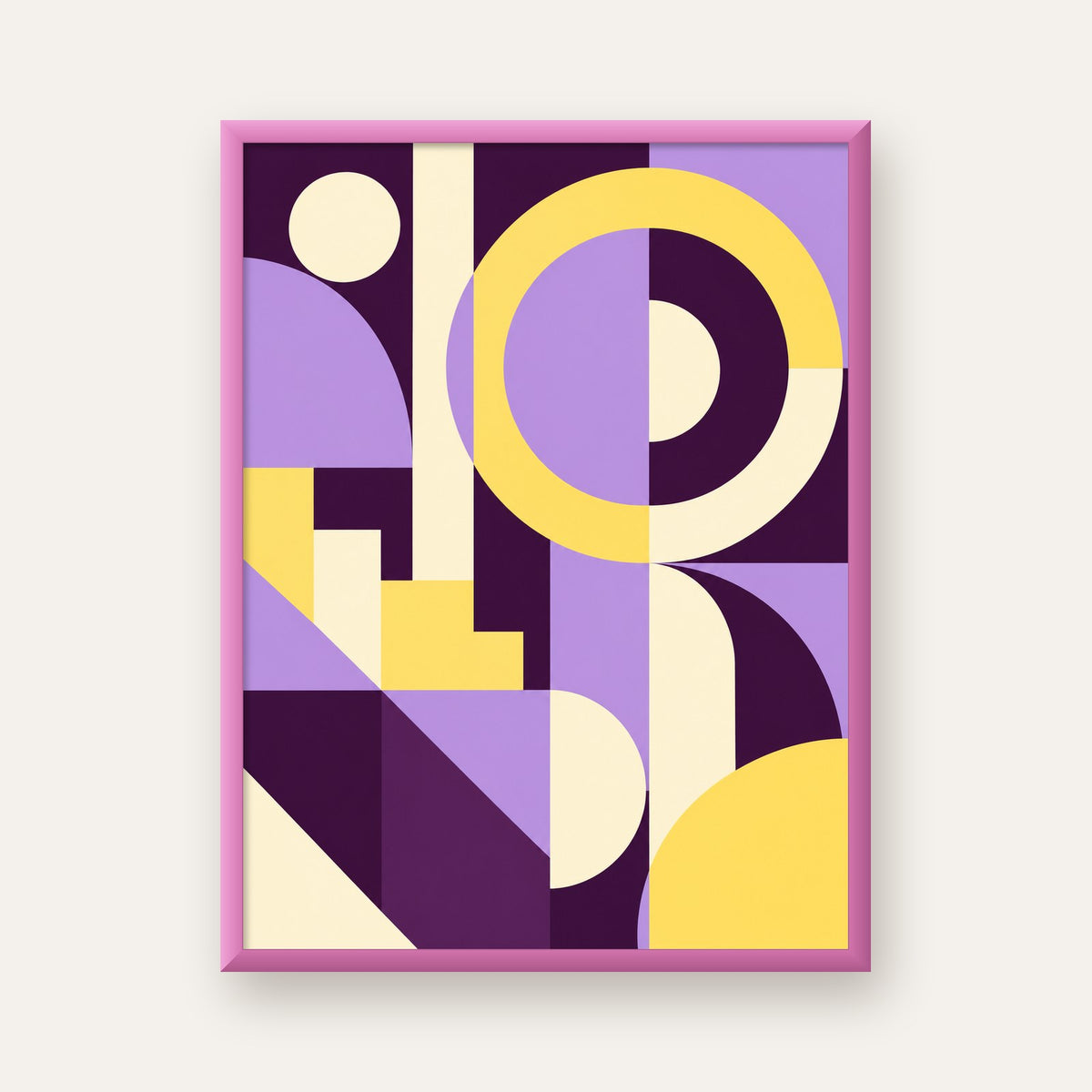Modern Geometrik Soyut Desen Poster – Minimal Sanat Baskısı — pembe çerçeveli