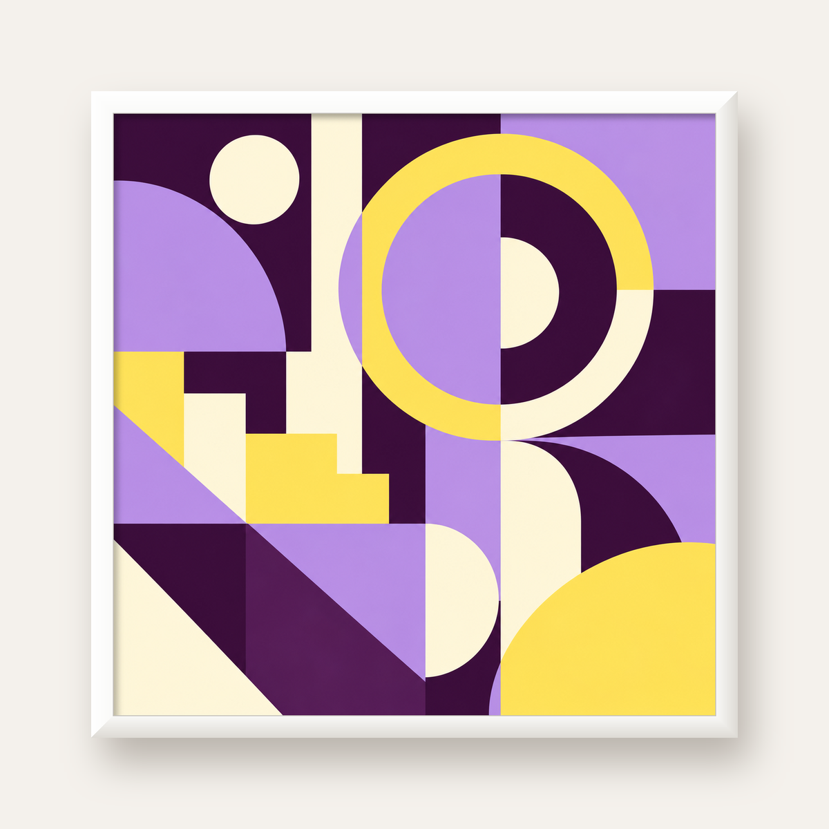Modern Geometrik Soyut Desen Poster – Minimal Sanat Baskısı — beyaz çerçeveli kare poster