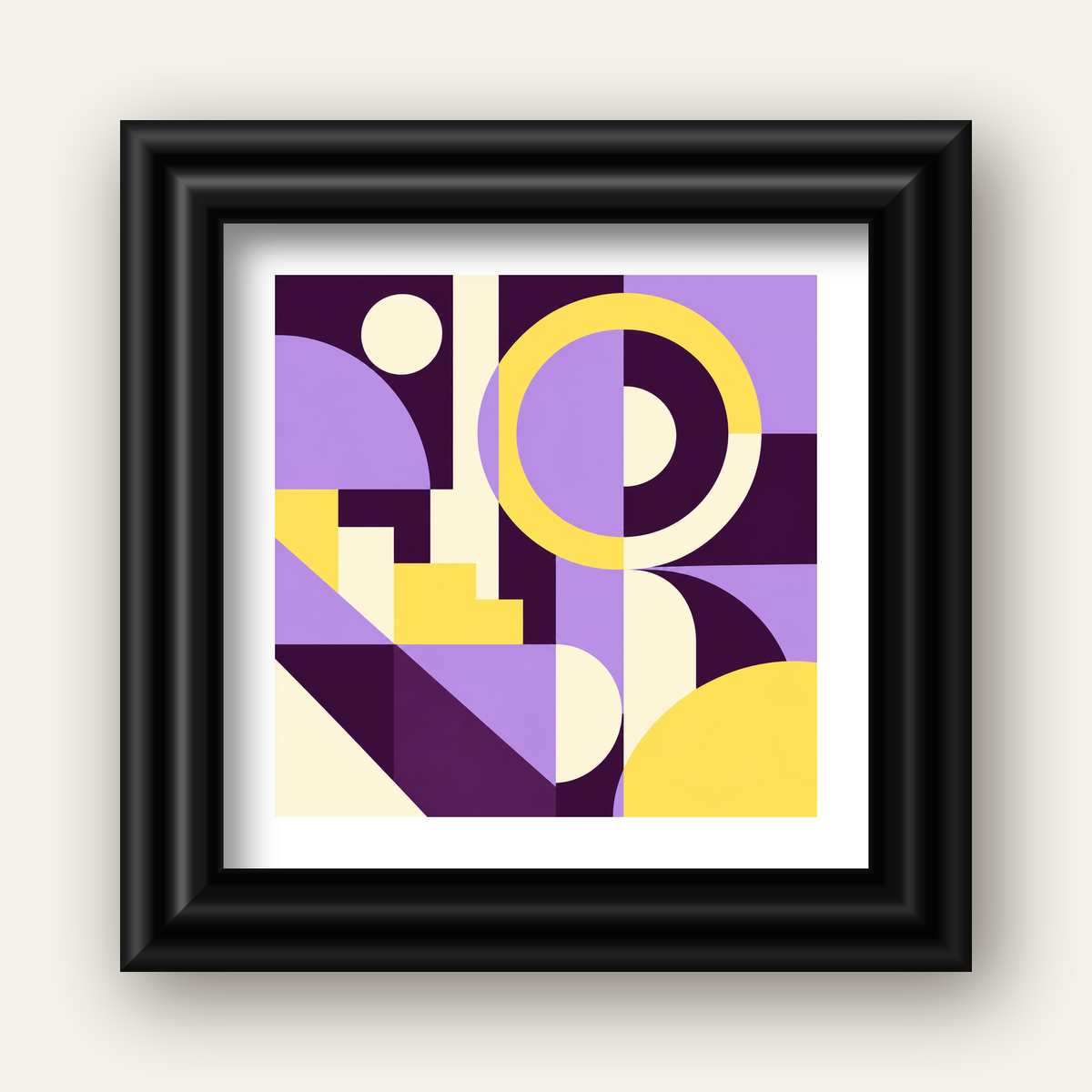 Modern Geometrik Soyut Desen Poster – Minimal Sanat Baskısı — siyah galeri çerçeveli paspartulu