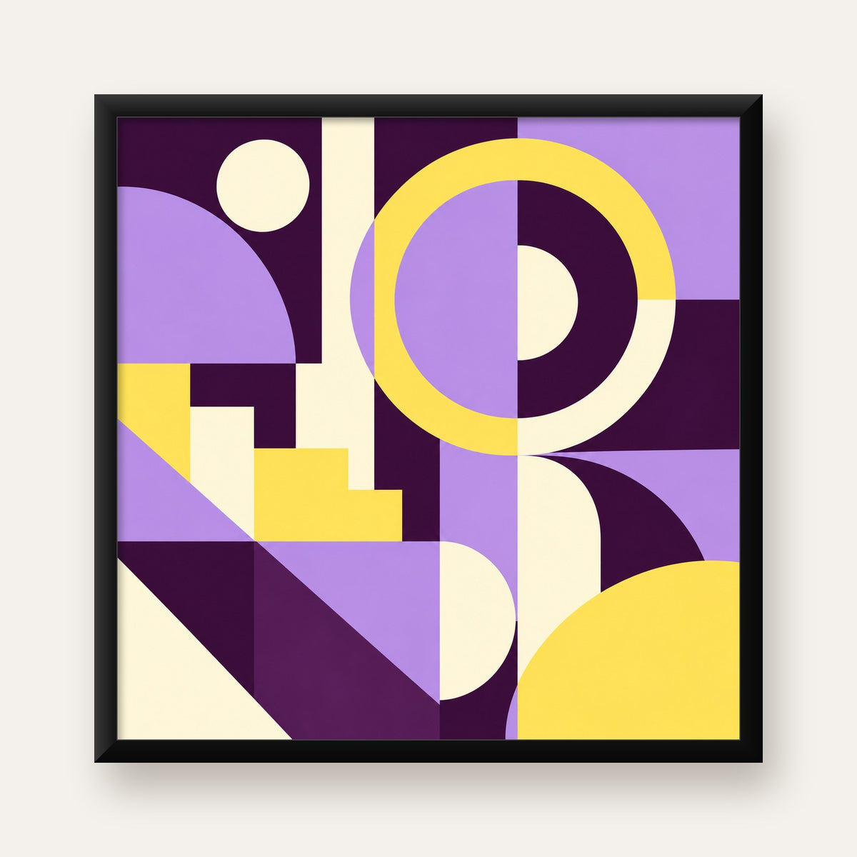 Modern Geometrik Soyut Desen Poster – Minimal Sanat Baskısı — Kare baskı, düz siyah çerçeveli duvar posteri