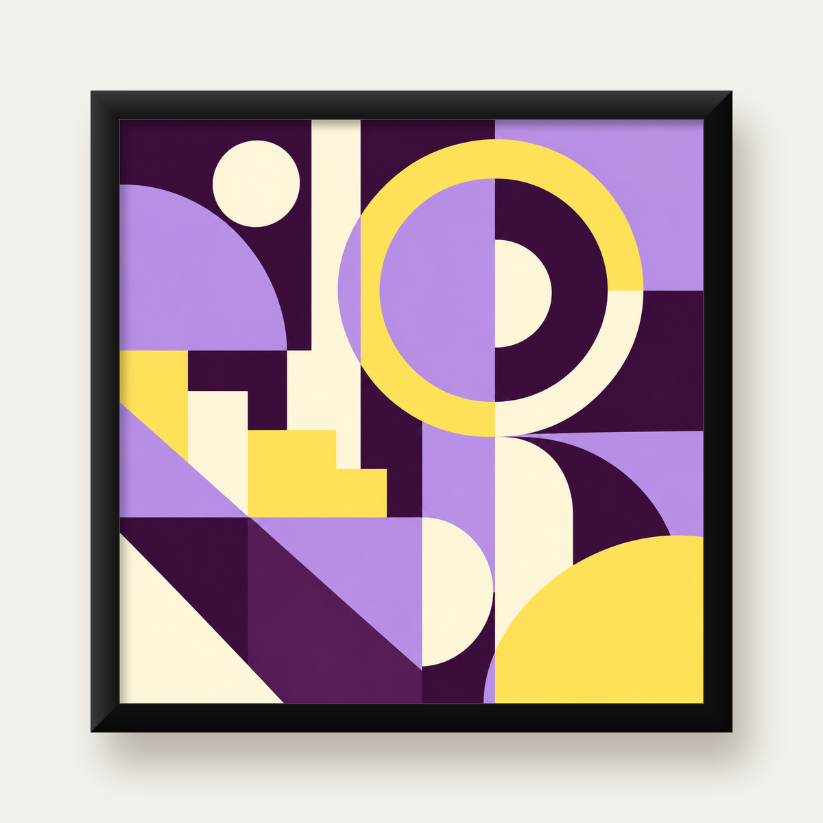 Modern Geometrik Soyut Desen Poster – Minimal Sanat Baskısı — Kare baskı, düz siyah çerçeveli duvar posteri