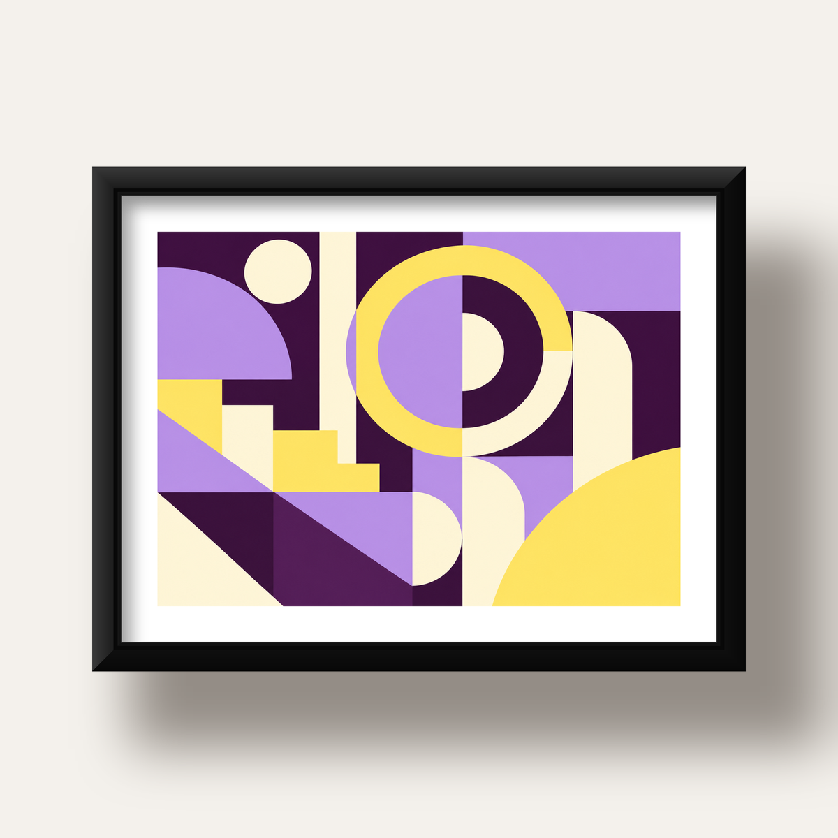 Modern Geometrik Soyut Desen Poster – Minimal Sanat Baskısı — siyah derin çerçeveli paspartulu