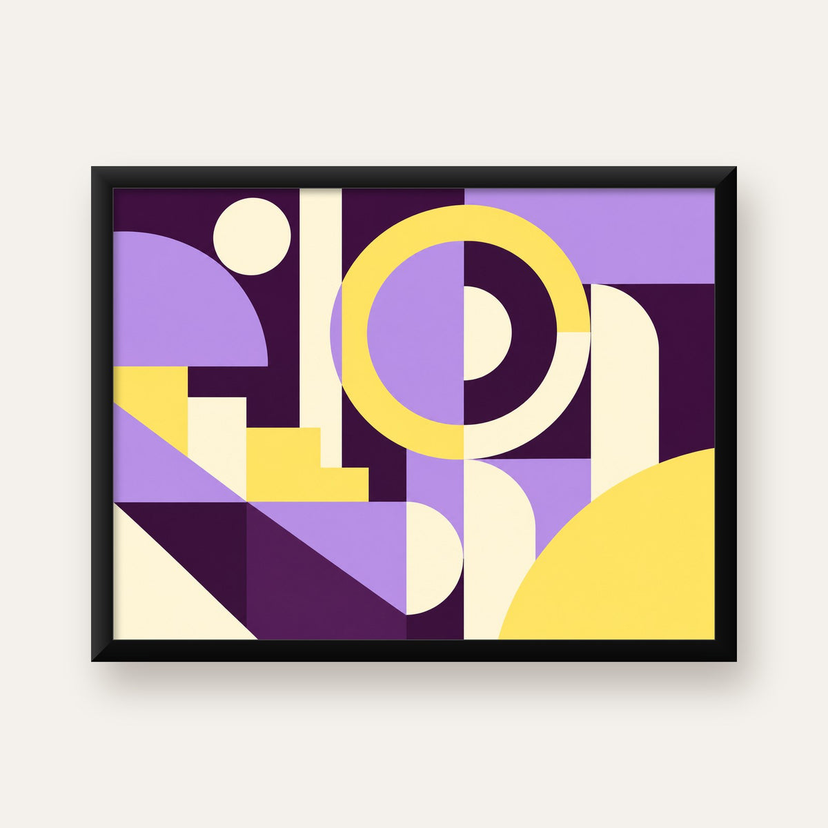 Modern Geometrik Soyut Desen Poster – Minimal Sanat Baskısı — Yatay baskı, düz siyah çerçeveli duvar posteri