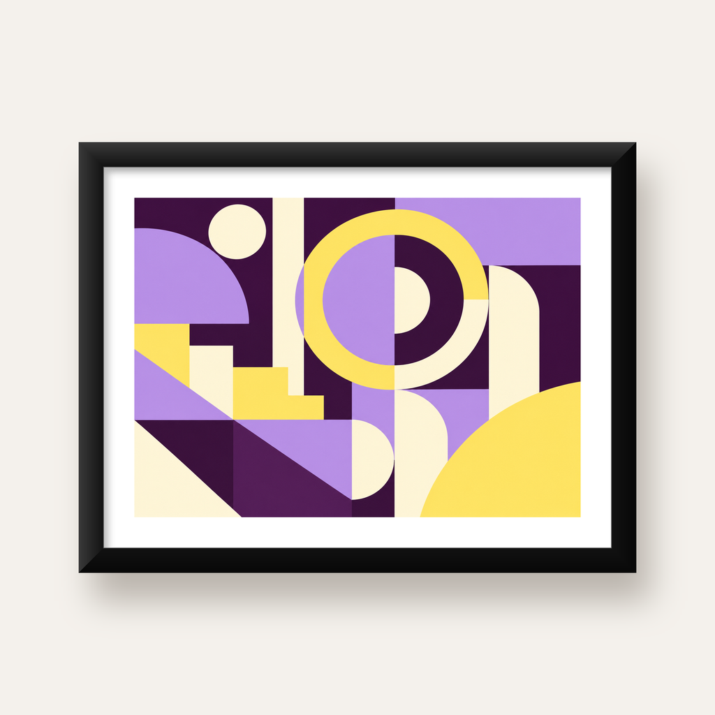 Modern Geometrik Soyut Desen Poster – Minimal Sanat Baskısı — Yatay baskı, beyaz paspartulu
