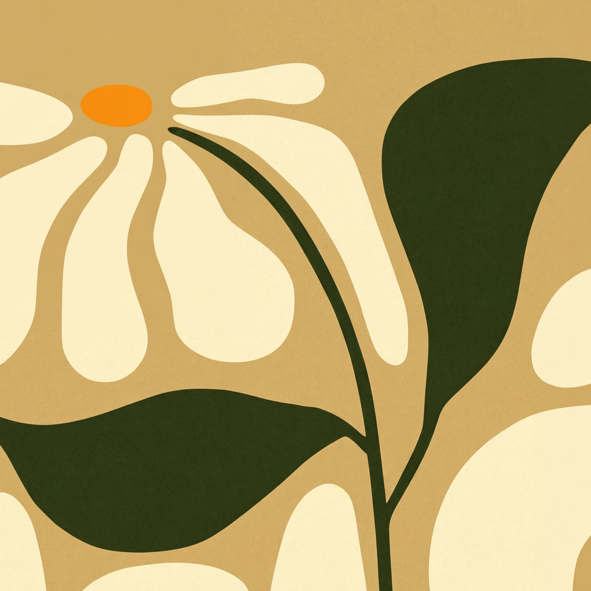 Soyut Papatya Çiçekleri Modern Poster – Minimal Çiçek Duvar Sanatı — baskının yakın çekimi, kâğıt dokusu ve renk detayı