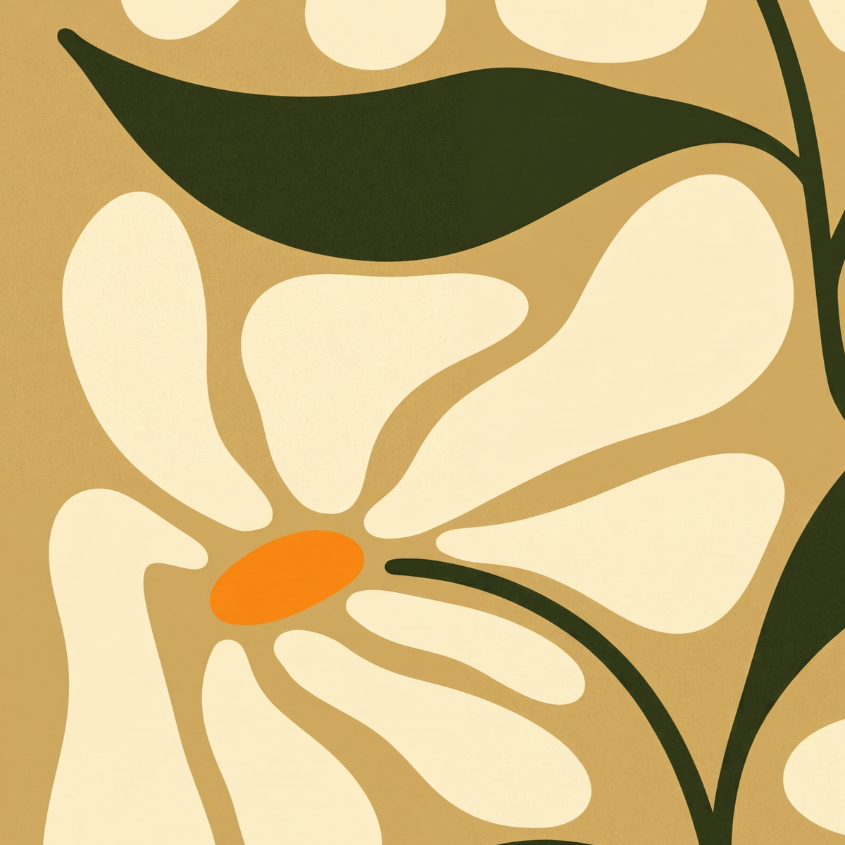 Soyut Papatya Çiçekleri Modern Poster – Minimal Çiçek Duvar Sanatı — baskının yakın çekimi, kâğıt dokusu ve renk detayı