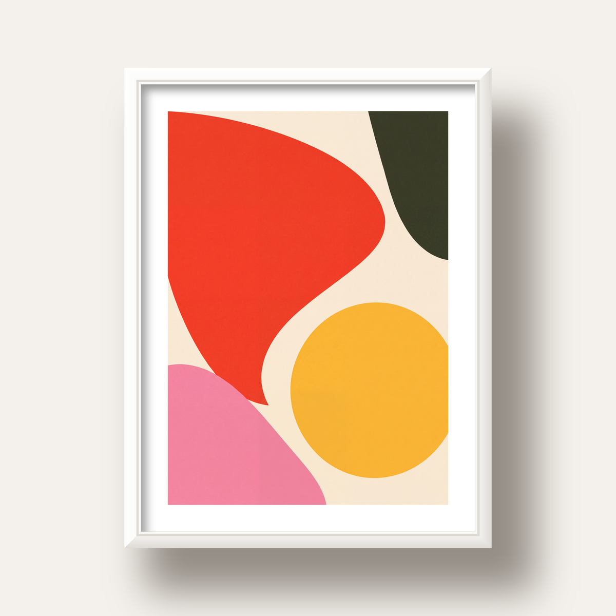 Soyut Renkli Şekiller Modern Minimal Poster — beyaz derin çerçeveli paspartulu