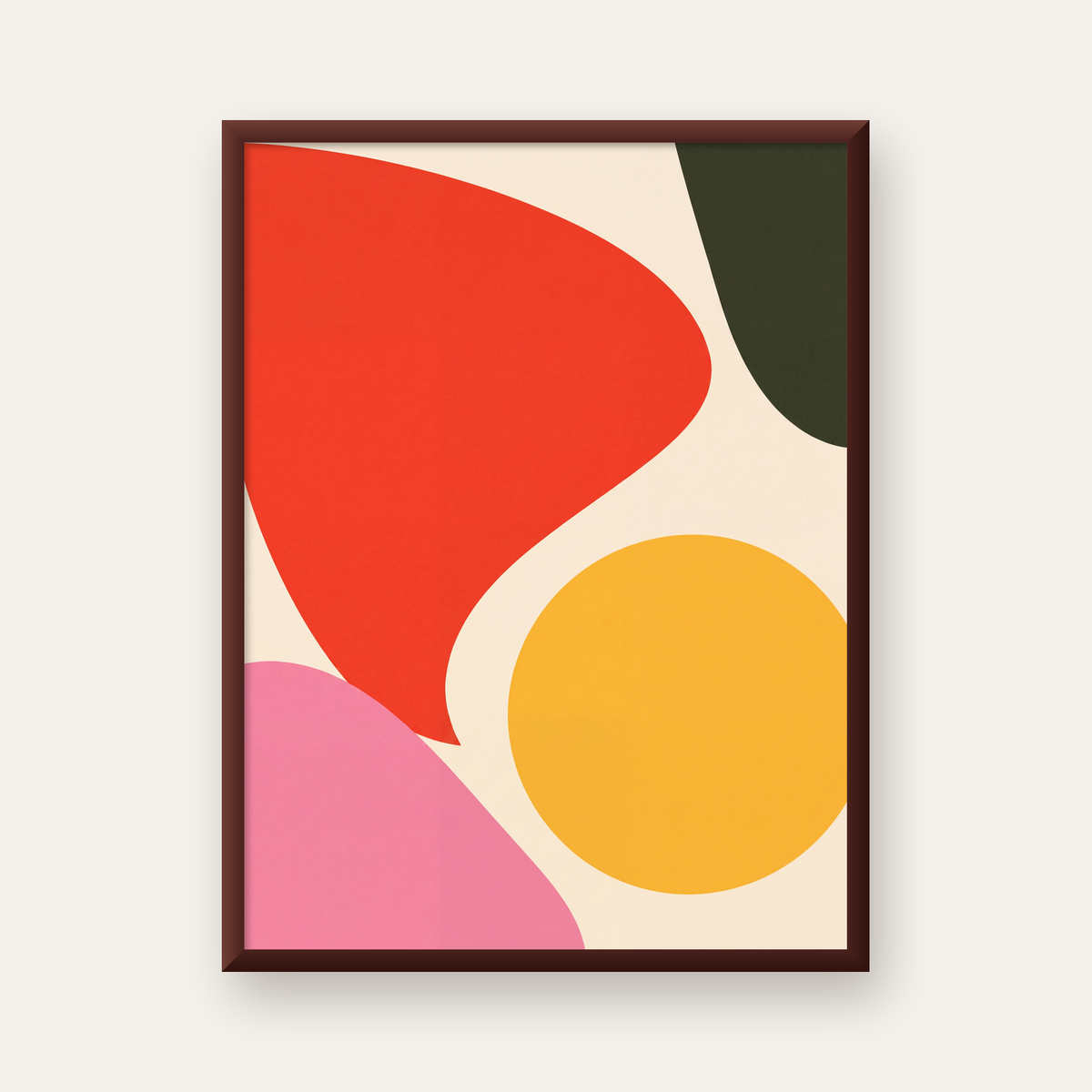 Soyut Renkli Şekiller Modern Minimal Poster — ceviz çerçeveli