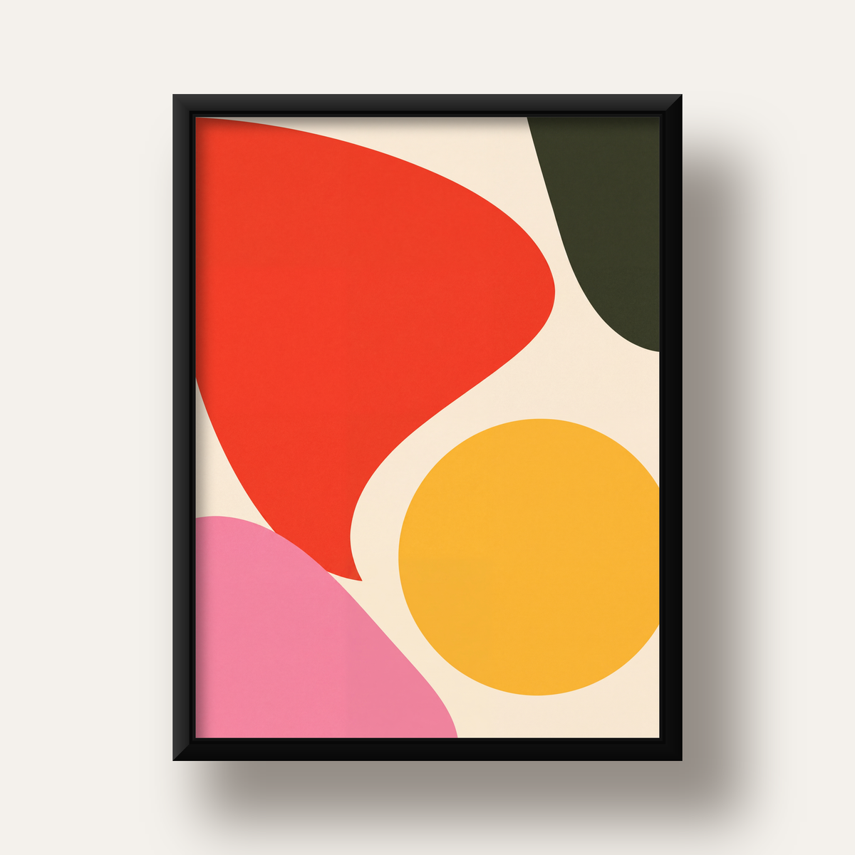 Soyut Renkli Şekiller Modern Minimal Poster — siyah derin çerçeveli