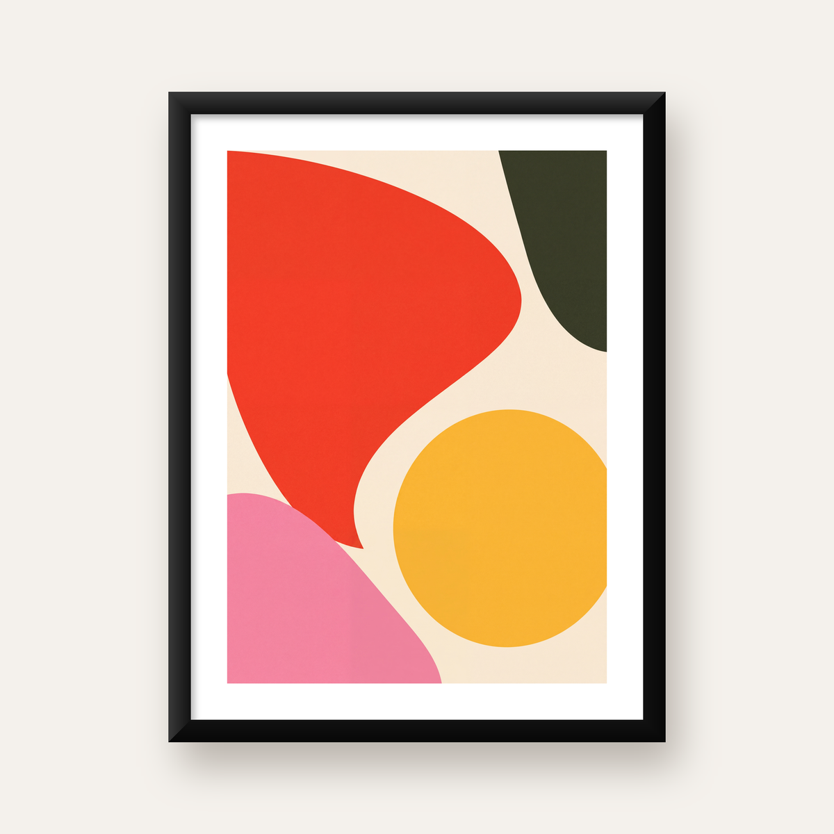 Soyut Renkli Şekiller Modern Minimal Poster — Dikey baskı, beyaz paspartulu