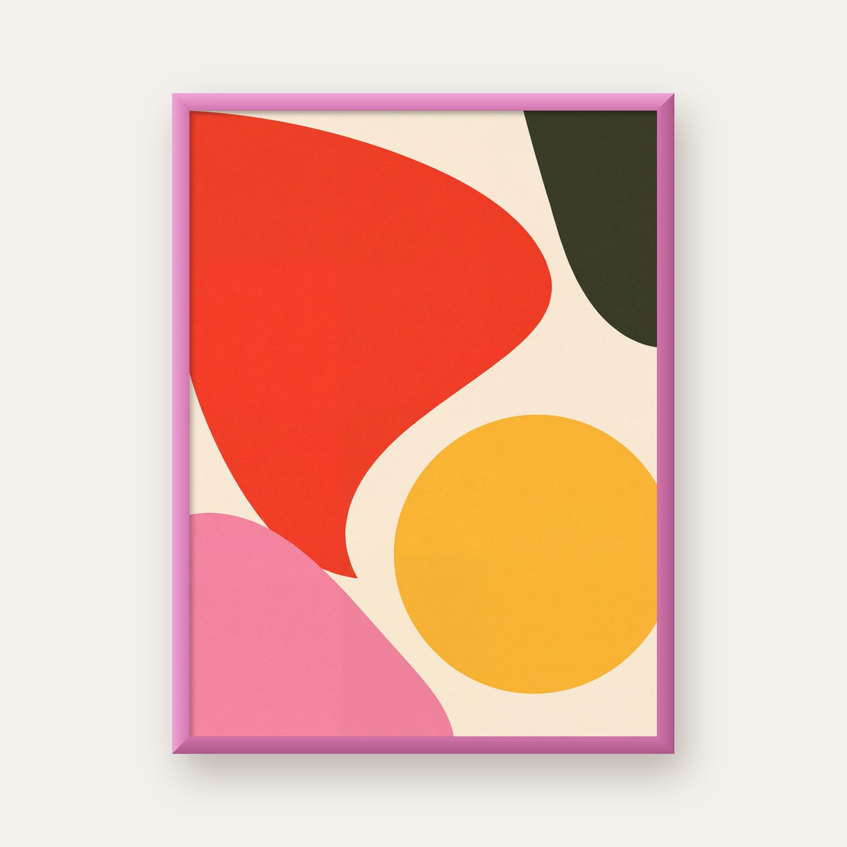 Soyut Renkli Şekiller Modern Minimal Poster — pembe çerçeveli