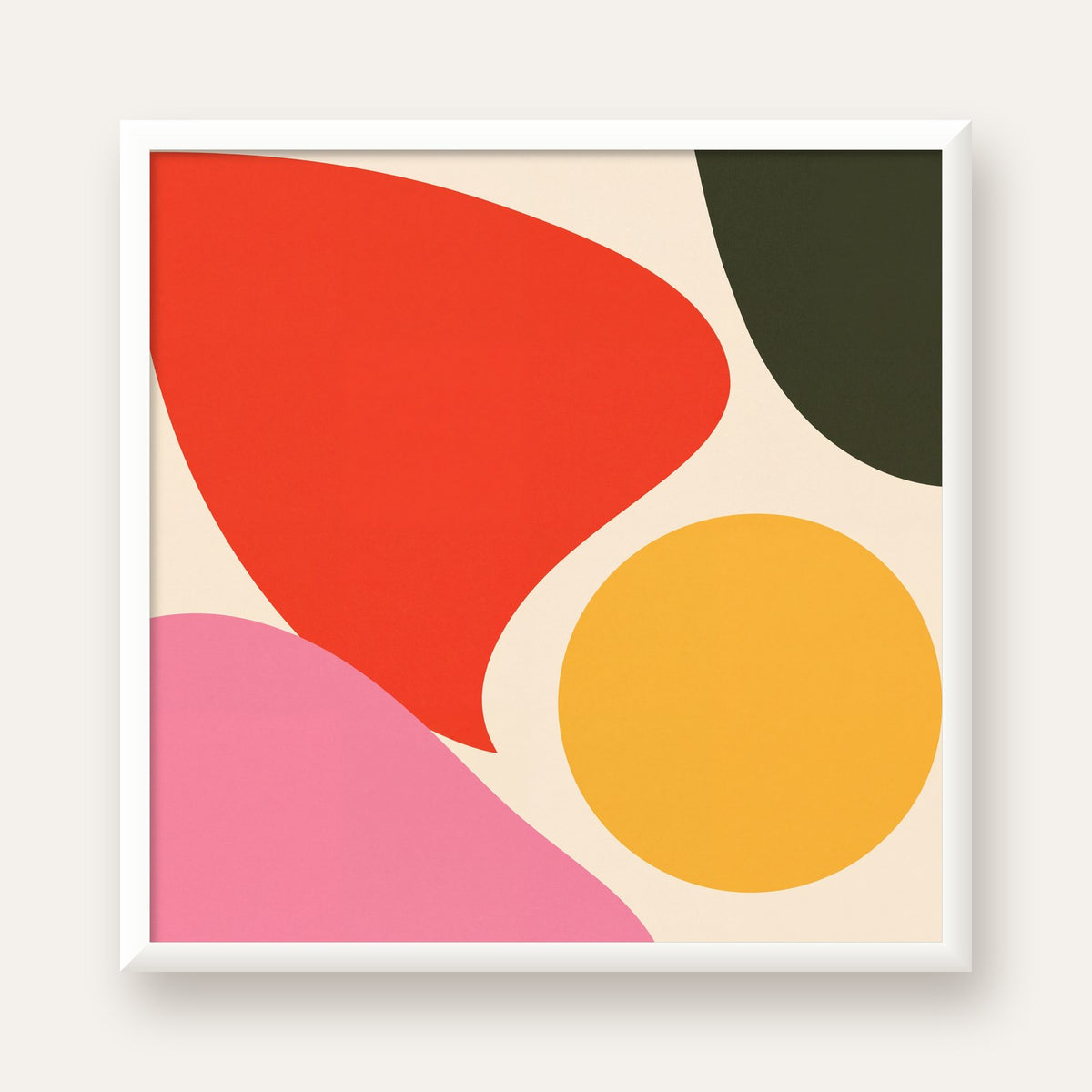 Soyut Renkli Şekiller Modern Minimal Poster — beyaz çerçeveli kare poster
