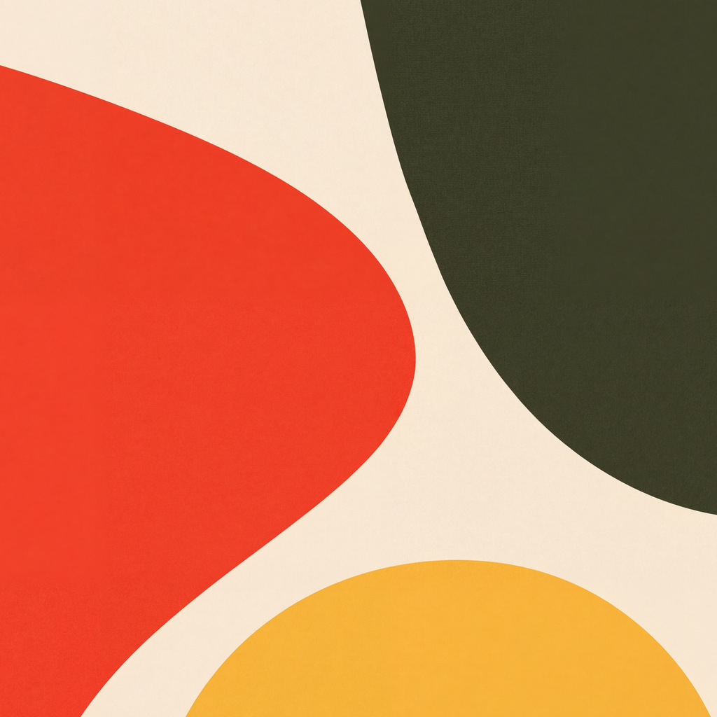 Soyut Renkli Şekiller Modern Minimal Poster — baskının yakın çekimi, kâğıt dokusu ve renk detayı