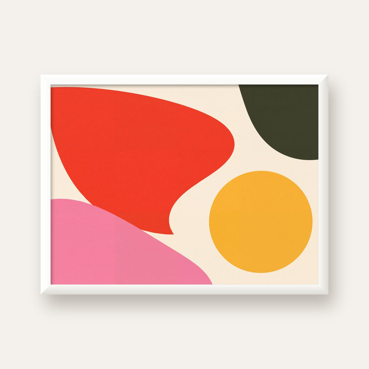 Soyut Renkli Şekiller Modern Minimal Poster — beyaz çerçeveli yatay poster
