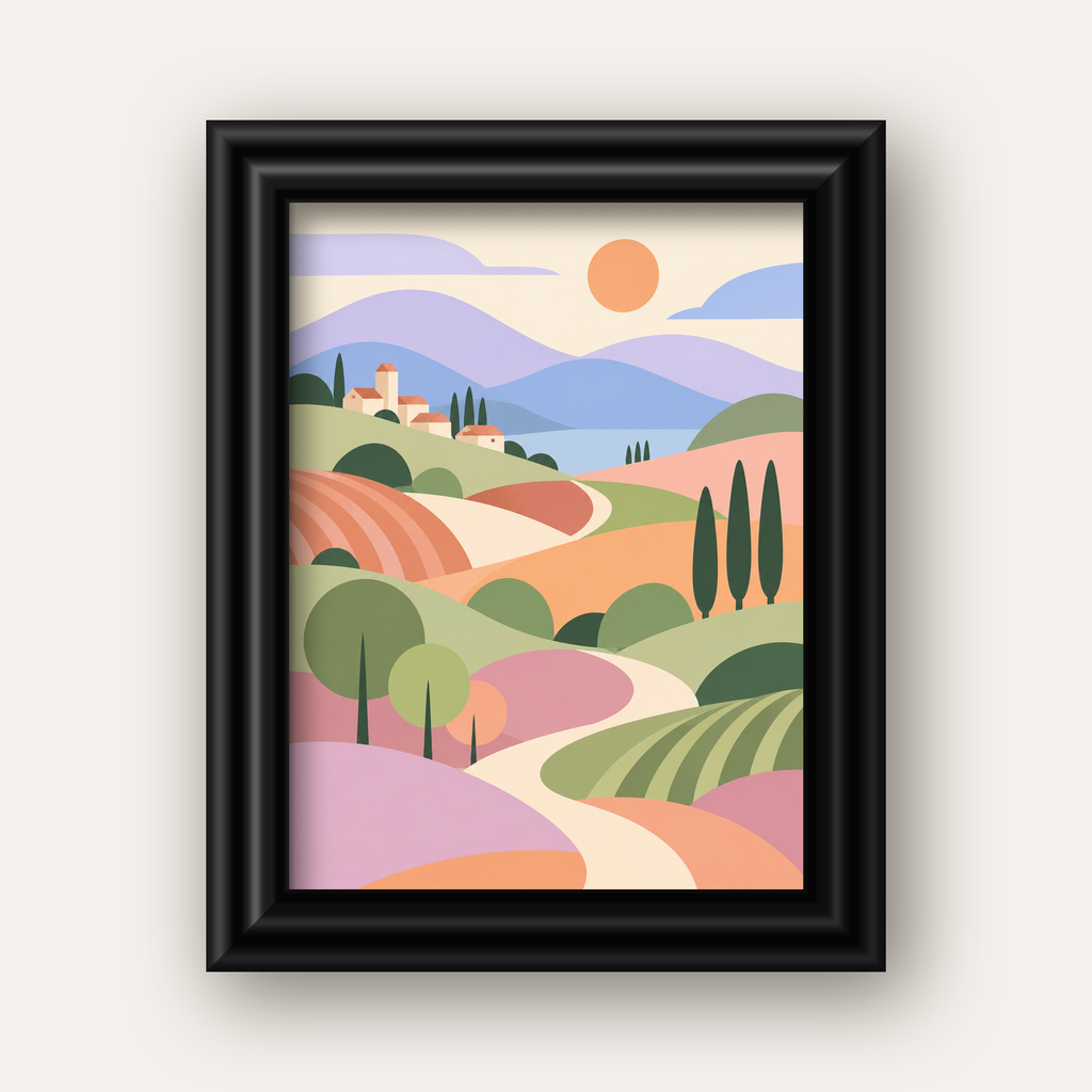 Soyut Yuvarlak Tepeler — siyah galeri çerçeveli