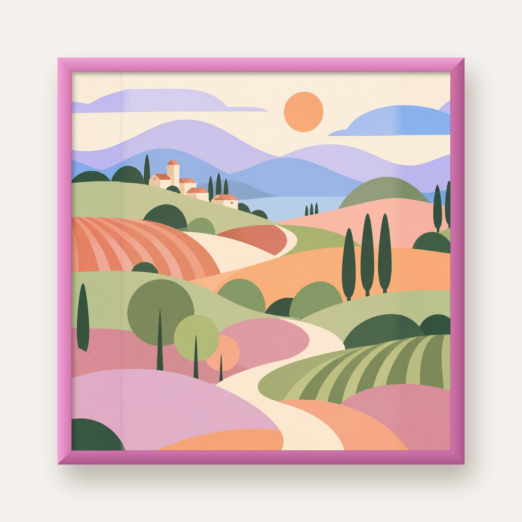 Soyut Yuvarlak Tepeler — pembe çerçeveli