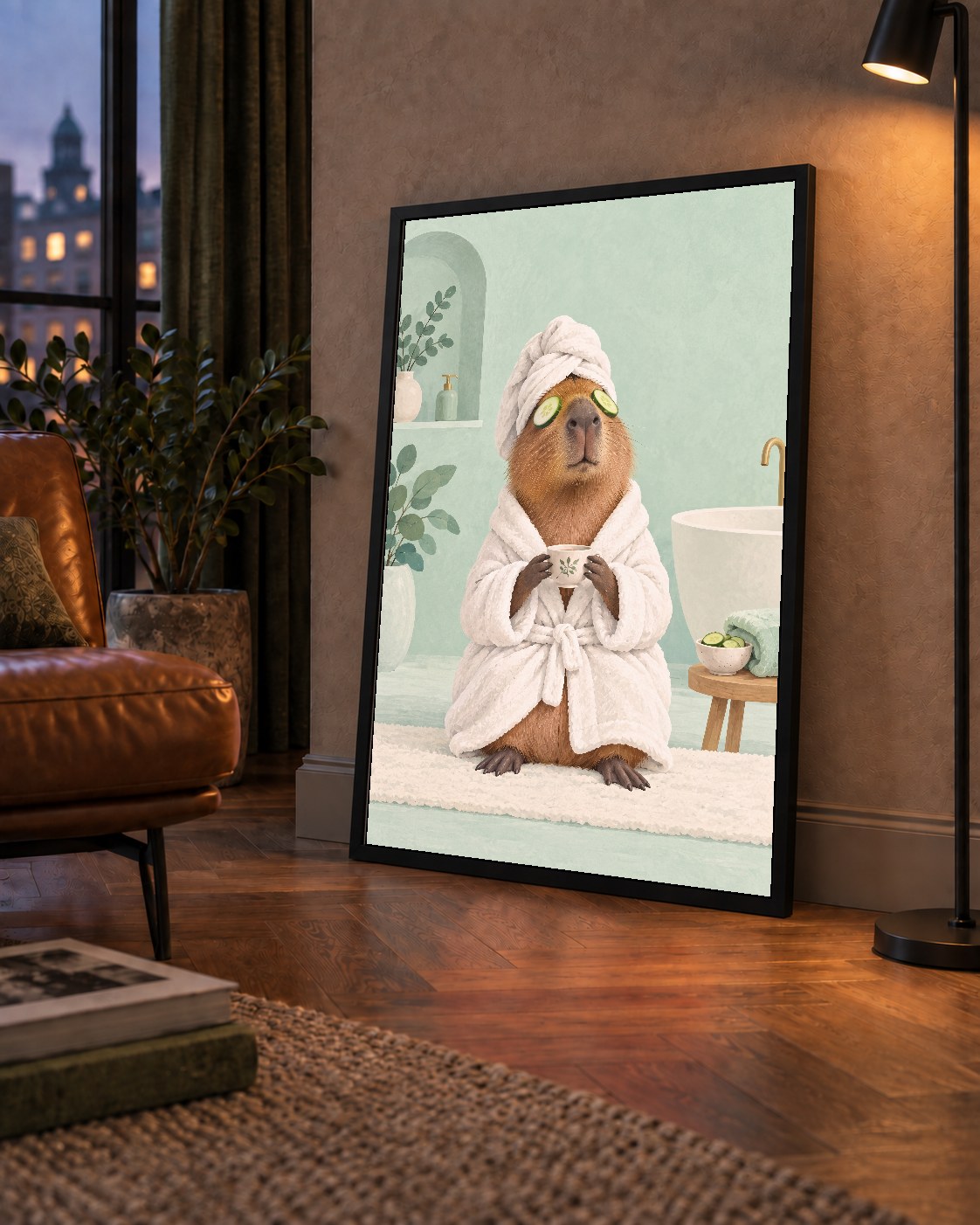 Spa Keyfi Yapan Su Maymunu Dijital Poster Baskısı