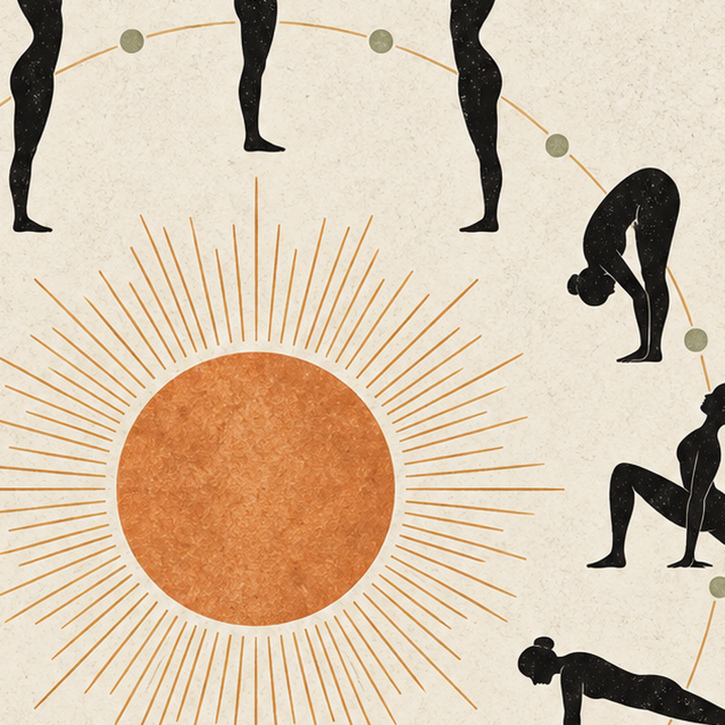 Yoga Pozları ve Güneş Minimalist Kadın Poster Sanat Baskısı — baskının yakın çekimi, kâğıt dokusu ve renk detayı
