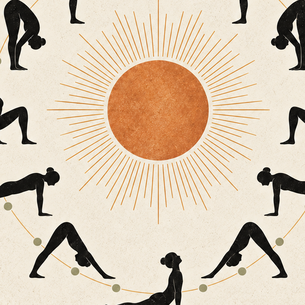 Yoga Pozları ve Güneş Minimalist Kadın Poster Sanat Baskısı — baskının yakın çekimi, kâğıt dokusu ve renk detayı