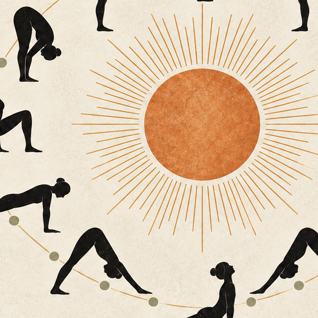 Yoga Pozları ve Güneş Minimalist Kadın Poster Sanat Baskısı — baskının yakın çekimi, kâğıt dokusu ve renk detayı