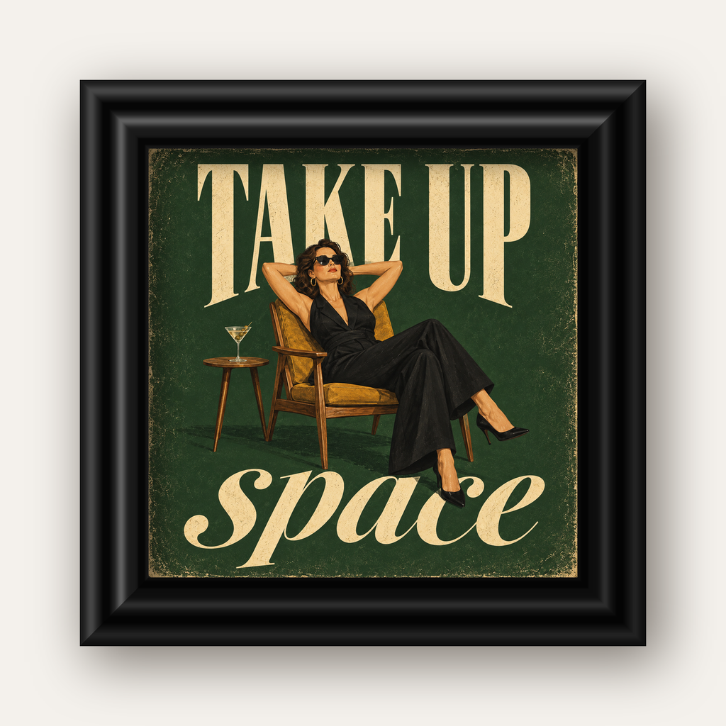 Retro Güçlü Kadın Poster – Motivasyon ve İlham Kaynağı — siyah galeri çerçeveli