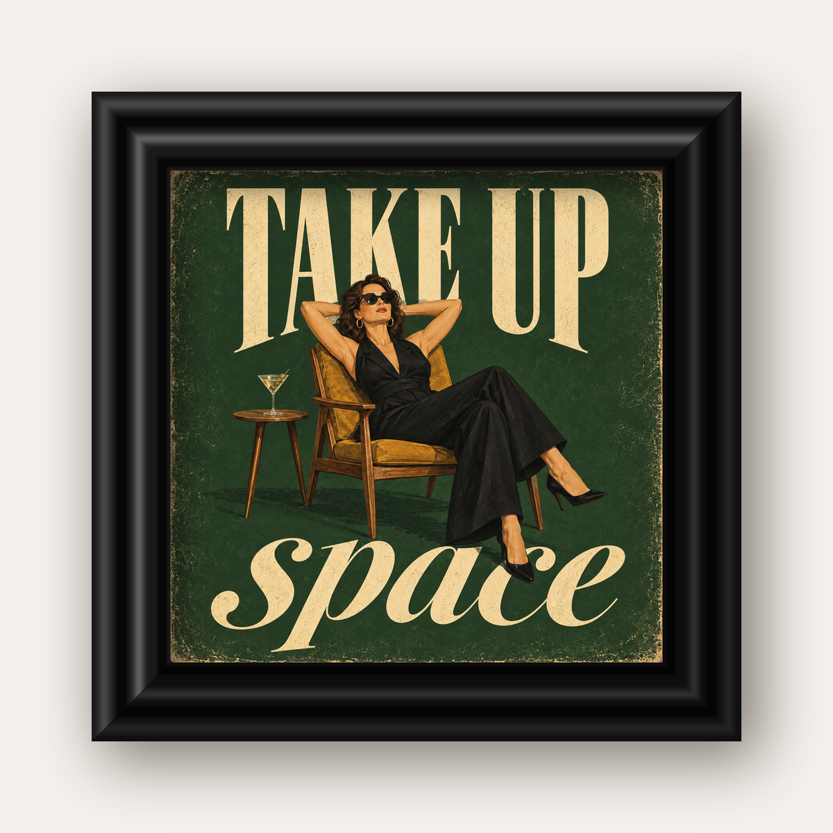 Retro Güçlü Kadın Poster – Motivasyon ve İlham Kaynağı — siyah galeri çerçeveli