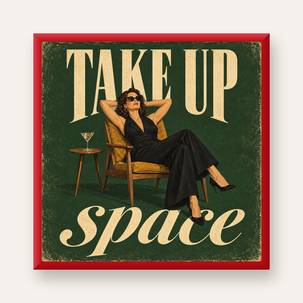 Retro Güçlü Kadın Poster – Motivasyon ve İlham Kaynağı — kırmızı çerçeveli