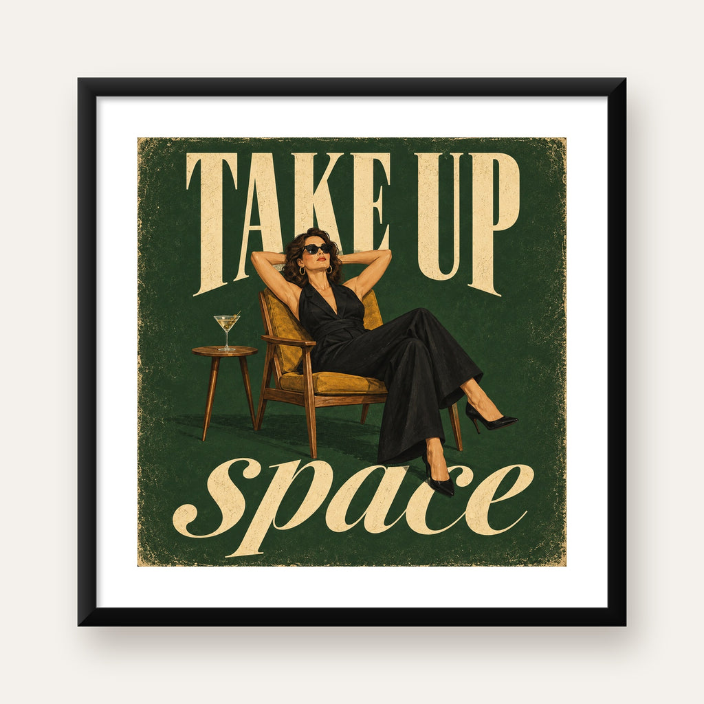 Retro Güçlü Kadın Poster – Motivasyon ve İlham Kaynağı — Kare baskı, beyaz paspartulu