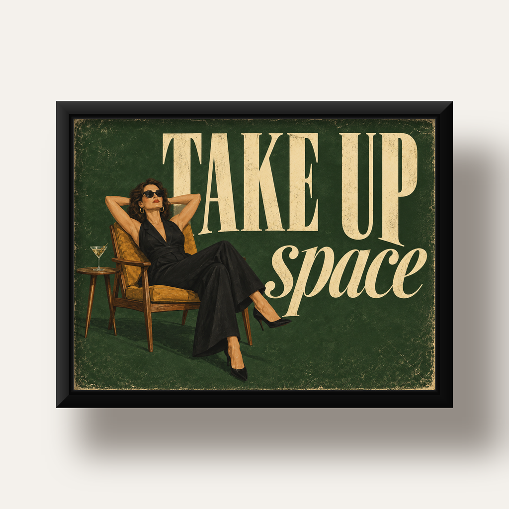 Retro Güçlü Kadın Poster – Motivasyon ve İlham Kaynağı — siyah derin çerçeveli
