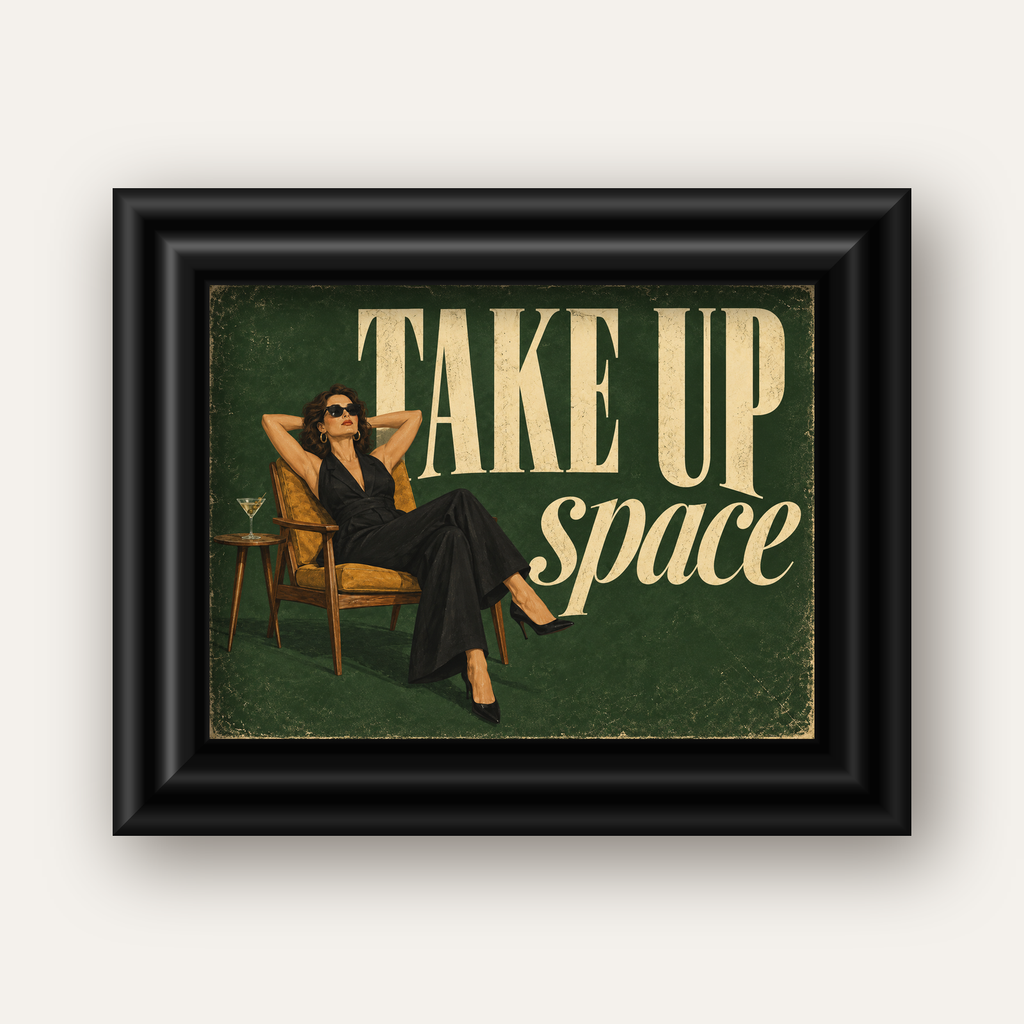 Retro Güçlü Kadın Poster – Motivasyon ve İlham Kaynağı — siyah galeri çerçeveli