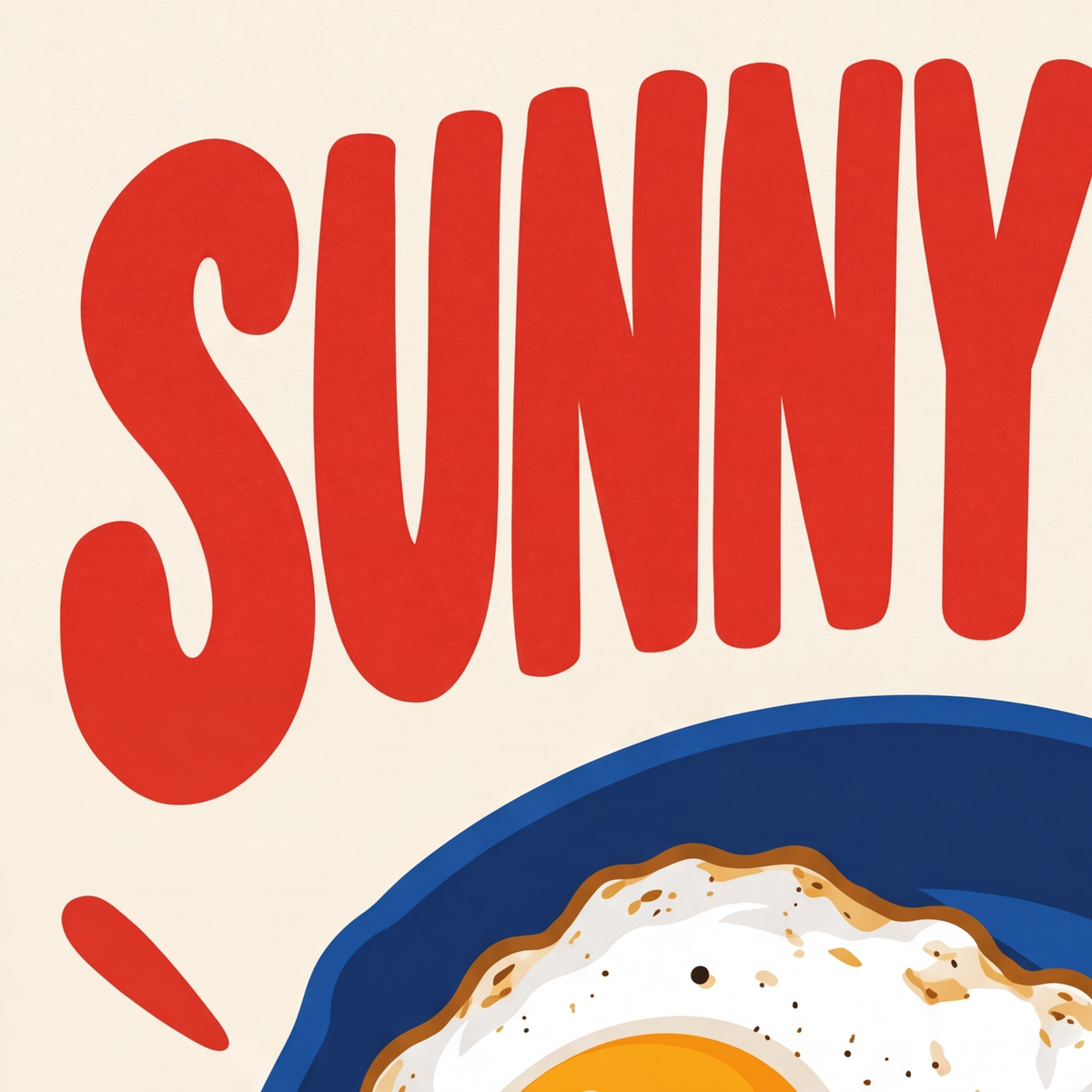 Sunny Side of Life Yumurtalı Mavi Tava Poster — baskının yakın çekimi, kâğıt dokusu ve renk detayı