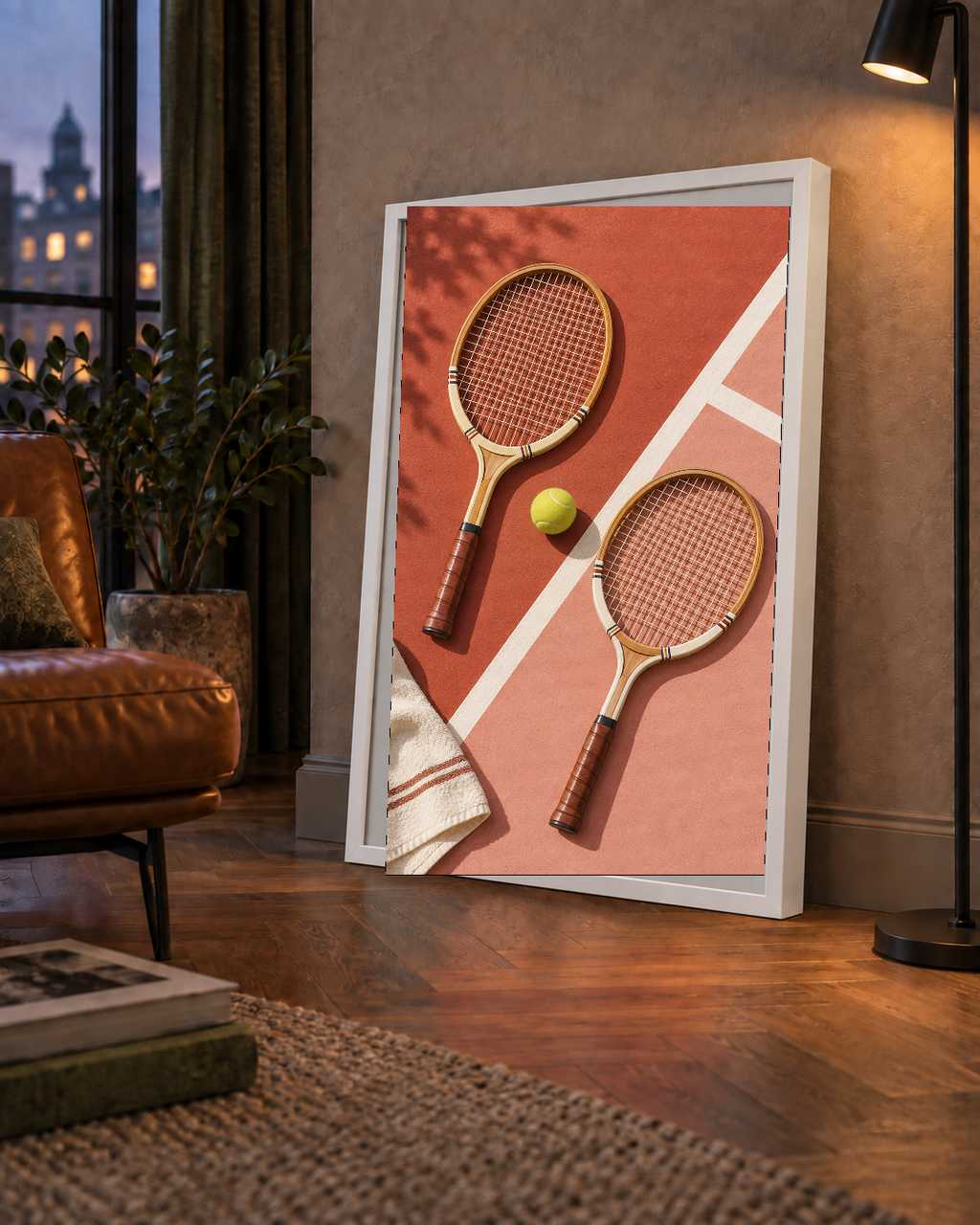 Klasik Tenis Ruhu: Ahşap Raketli Minimalist Spor Posteri