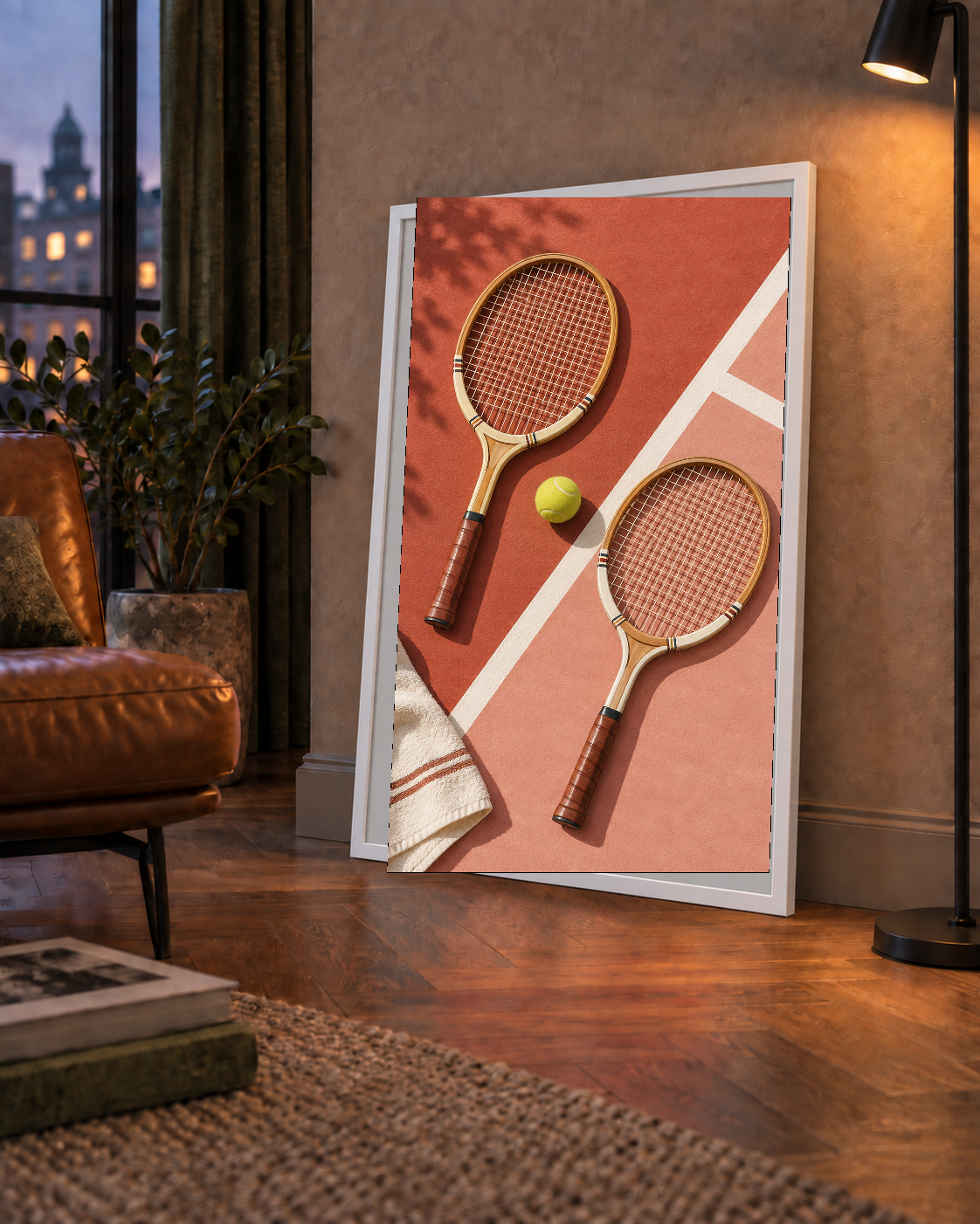 Klasik Tenis Ruhu: Ahşap Raketli Minimalist Spor Posteri