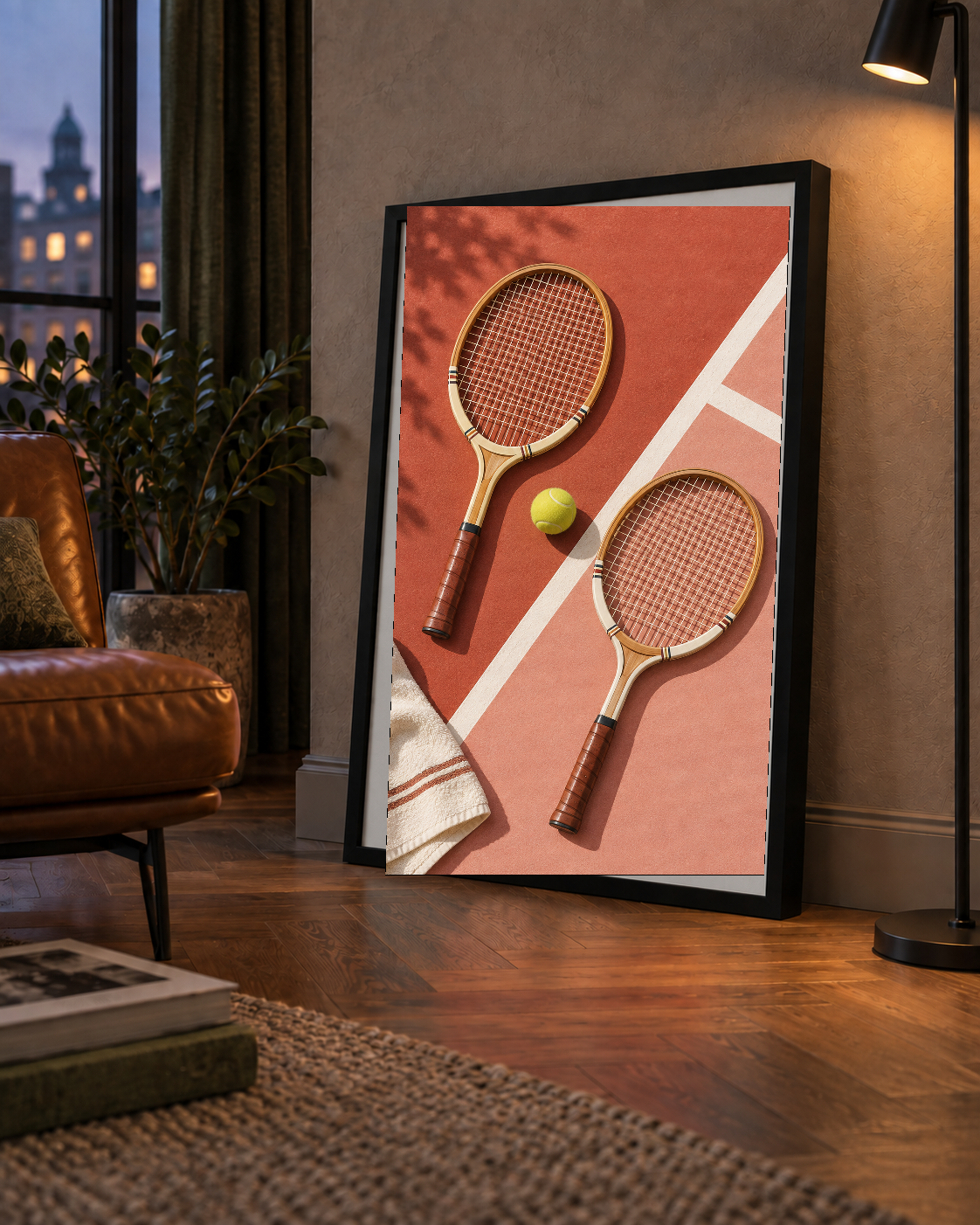 Klasik Tenis Ruhu: Ahşap Raketli Minimalist Spor Posteri