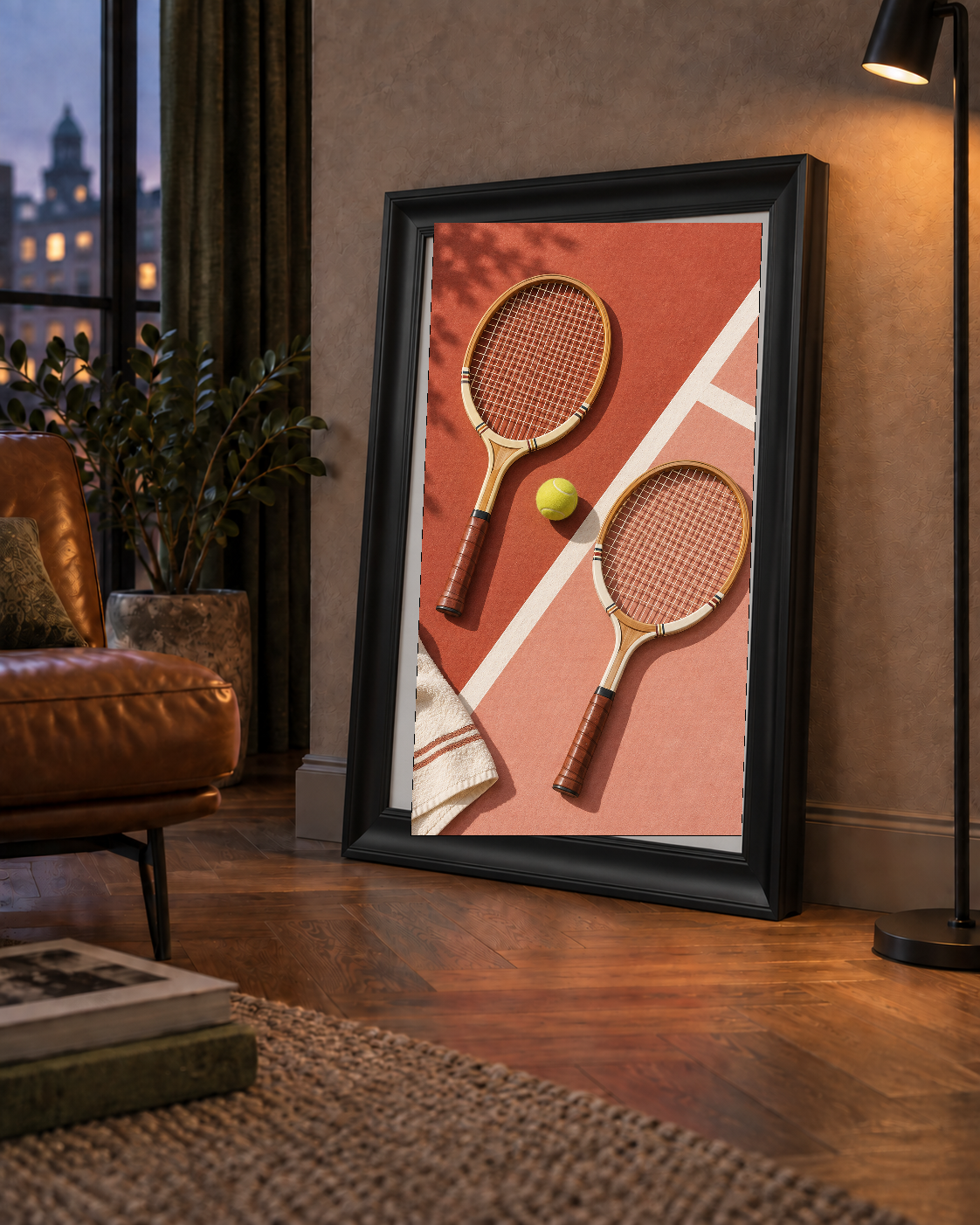 Klasik Tenis Ruhu: Ahşap Raketli Minimalist Spor Posteri