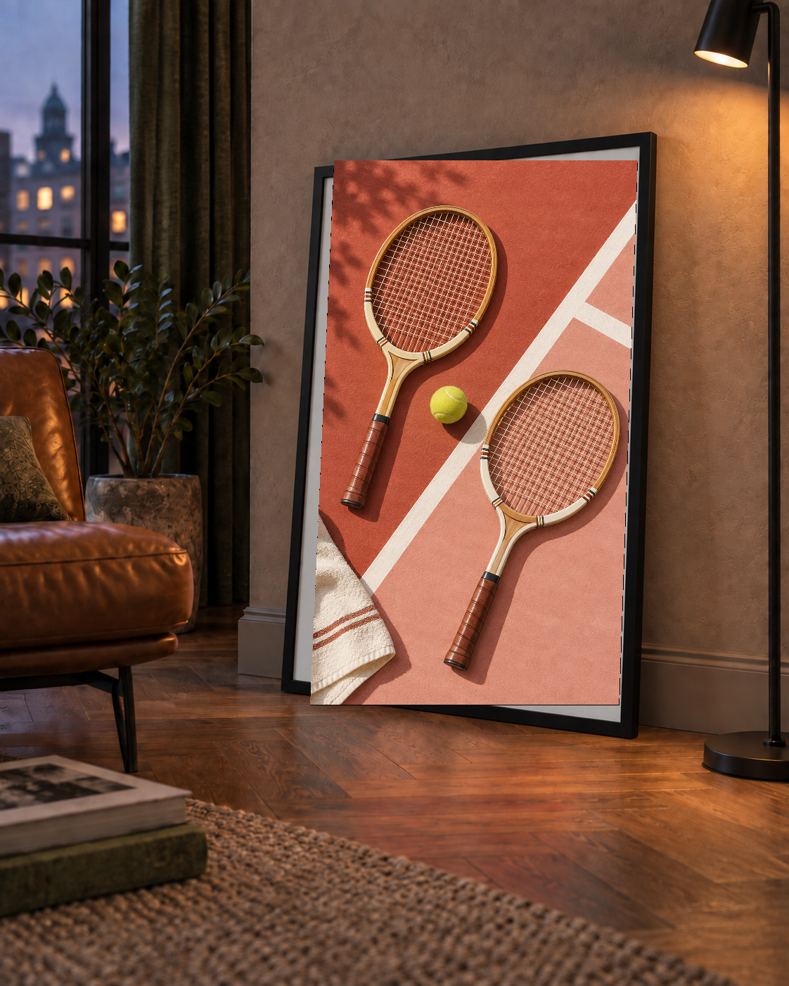 Klasik Tenis Ruhu: Ahşap Raketli Minimalist Spor Posteri