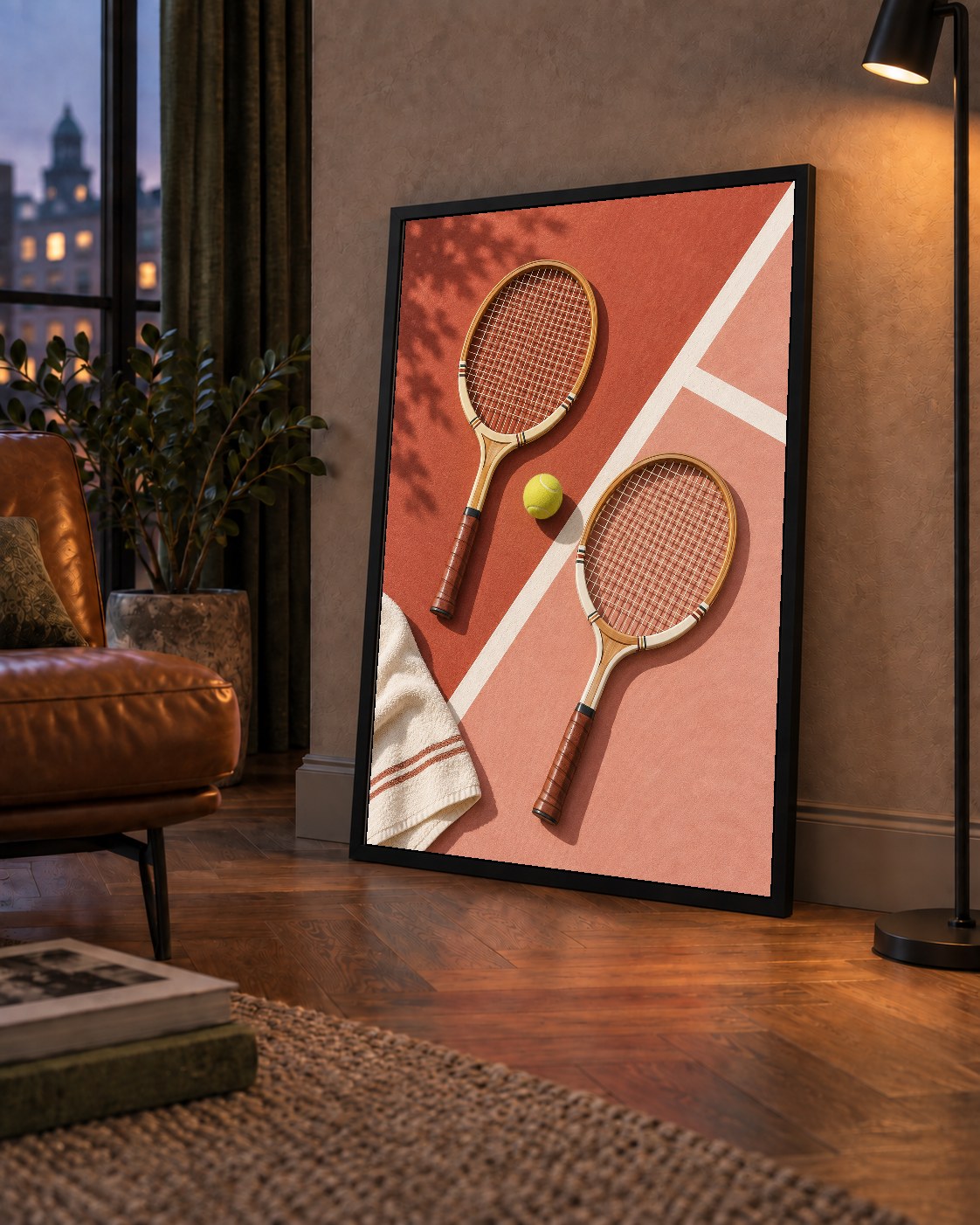 Klasik Tenis Ruhu: Ahşap Raketli Minimalist Spor Posteri