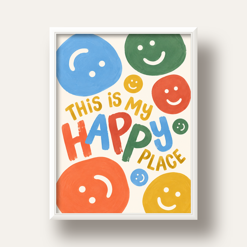This Is My Happy Place — beyaz derin çerçeveli