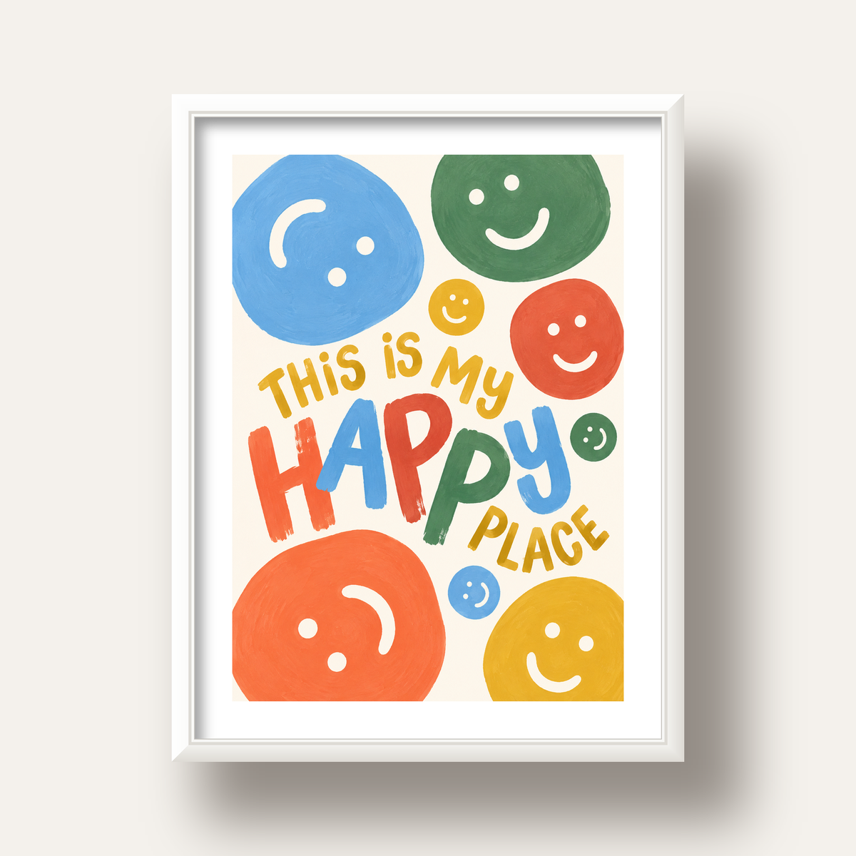 This Is My Happy Place — beyaz derin çerçeveli paspartulu