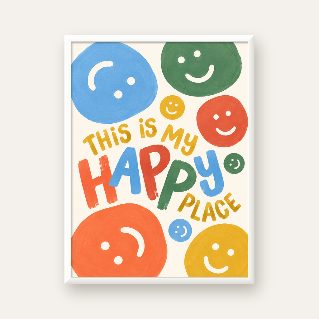 This Is My Happy Place — beyaz çerçeveli dikey poster
