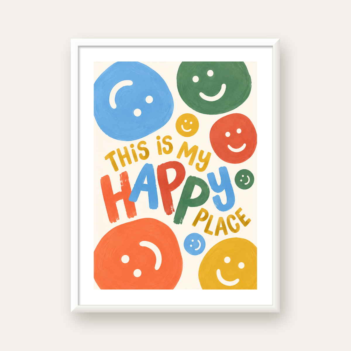 This Is My Happy Place — beyaz çerçeveli dikey poster
