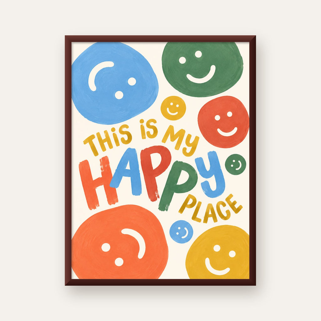 This Is My Happy Place — ceviz çerçeveli